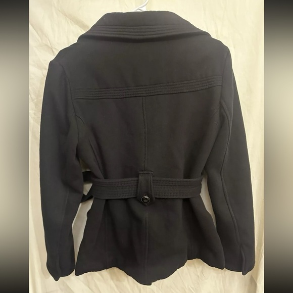 Kenneth Cole Pea Coat Women’s Size Medium Black with Belt - Picture 2 of 4